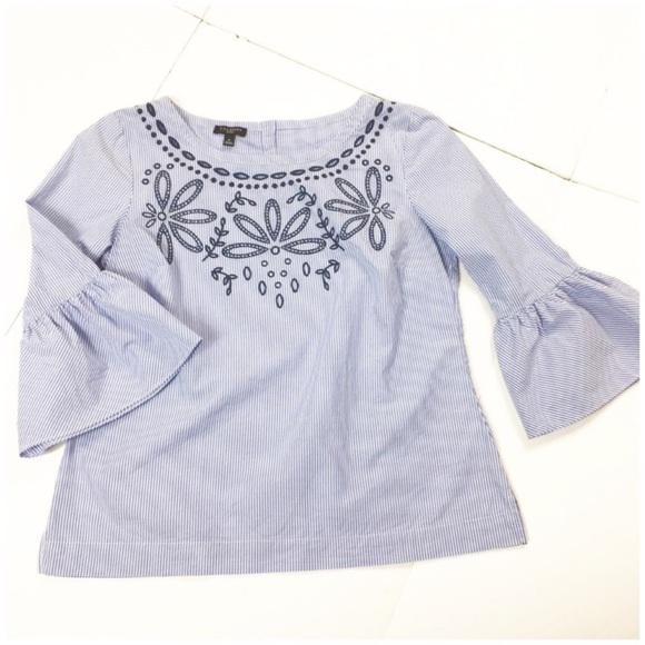 Talbots Ruffle Sleeves Floral Embroidered Blouse - Picture 7 of 8